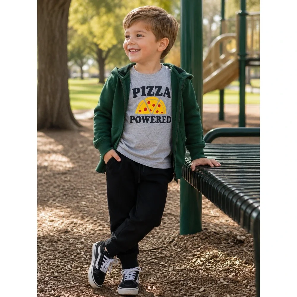 Cat & Jack Carter's Boys 3pc Set 4T 4/5 Green Hoodie Black Joggers Pizza Tee